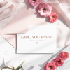 Funny bridesmaid proposal card with the text 'Girl, you know, at least act surprised’ in a modern font with a small heart below. Perfect for fun and modern bridesmaid and bridal party proposals.